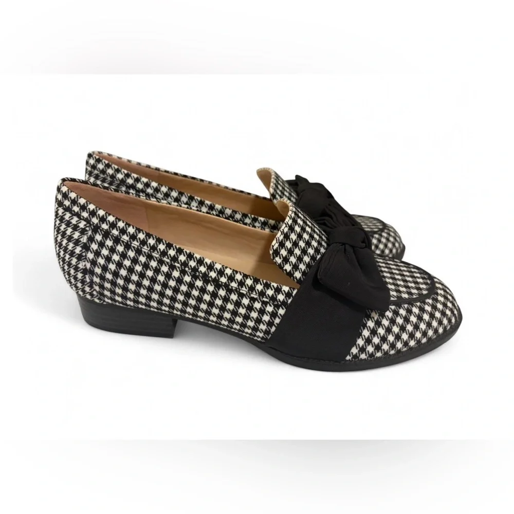 Women’s Bandolino Black and White Houndstooth Slip-On Bow Loafers Sz 7.5 - Picture 4 of 12